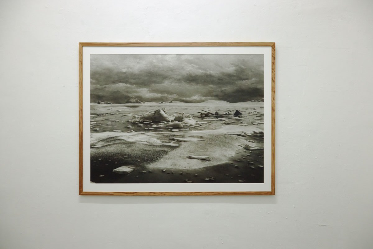 Mathias Kessler, After Caspar David Friedrich: The Sea of Ice, Kohlezeichnung